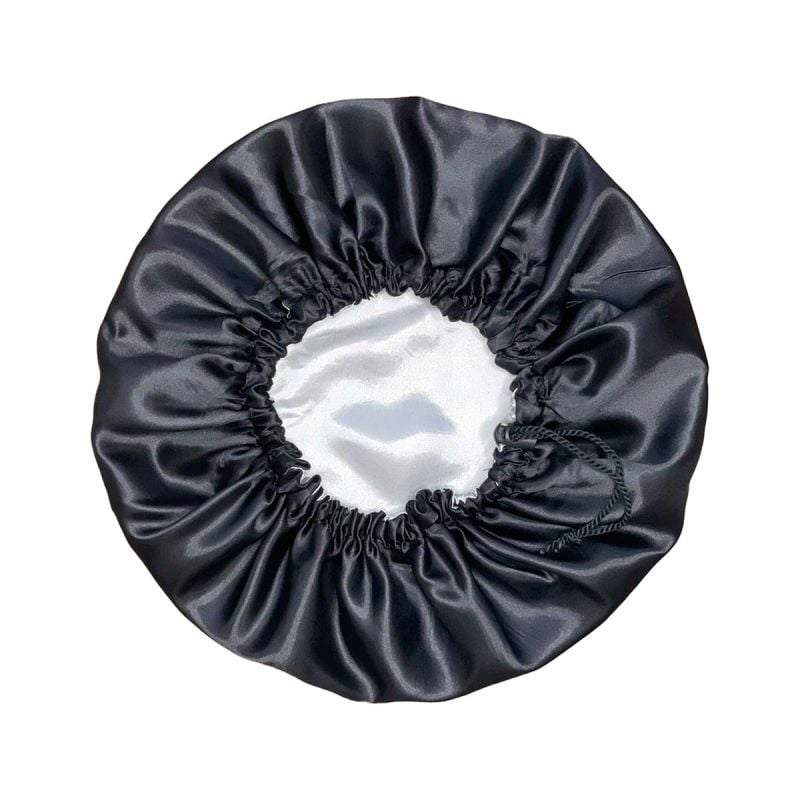 Premium Satin Bonnet - Black/Silver Product